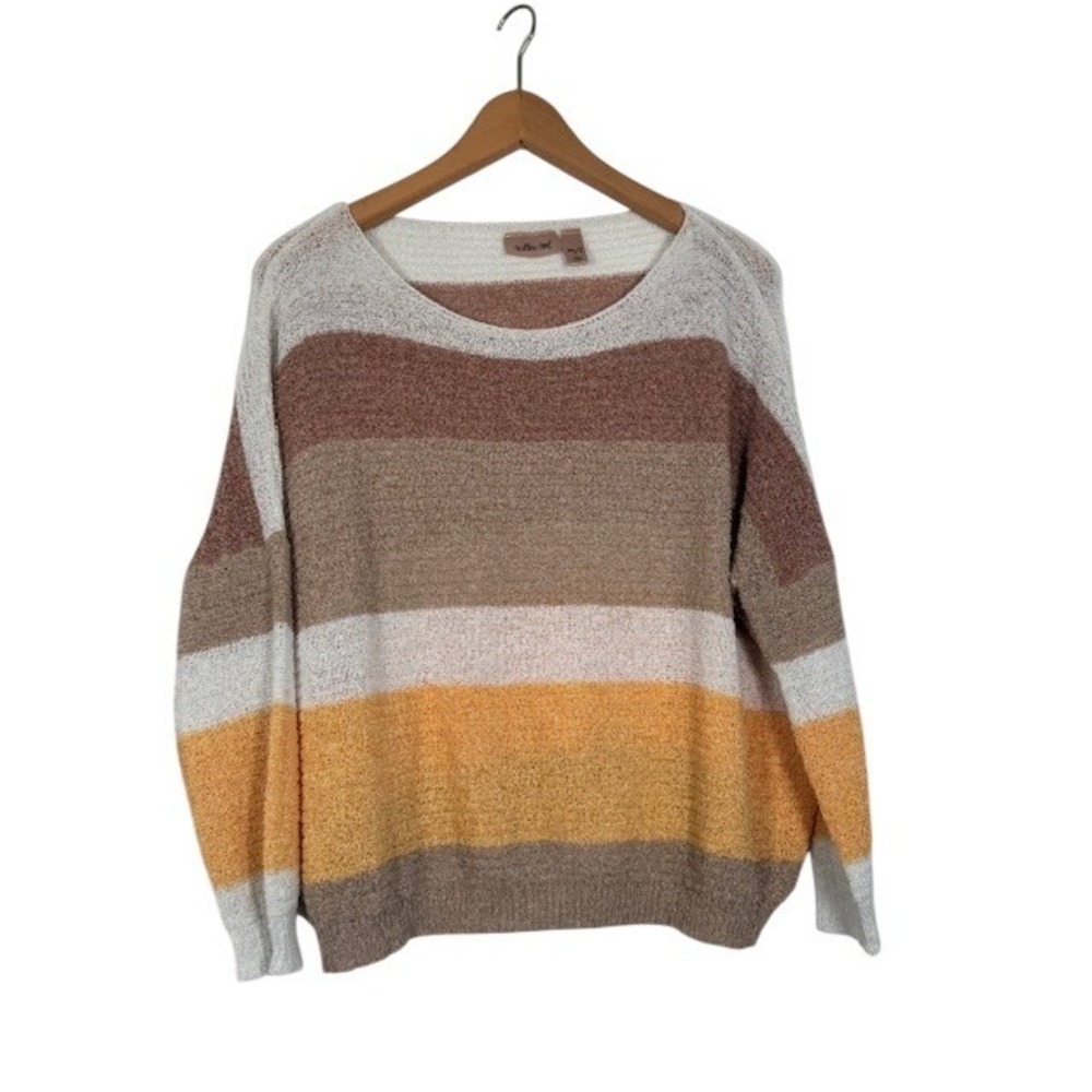 Willow &‎ Root Striped Knit Sweater Womens M L Crew Neck Long Sleeve Pullover